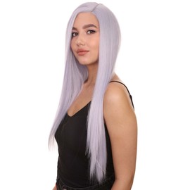 Nunique Adult Women's 29" Inch Long Length Straight 360 Lace Front Natural Platinum Silver Hairline Wig, 100% Heat Resistant Fibers, Perfect for your Everyday Wear and Styling to your Expectations!