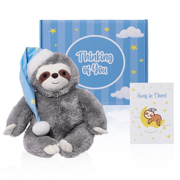 Thoughtful Sloth Plush Stuffed Animal - 16" Cotton Soft Cuddly Toy, Get Well Soon Care Package Gift for Kids, Teens & Adults