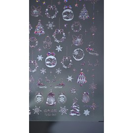 5D Embossed Christmas Nail Art Stickers Laser Elk Nail Stickers Self-Adhesive Wreath Xmas Tree Crystal Ball Snowflakes Nail Decals for Women Girls Winter Xmas Holiday Manicure DIY Nail Supplies