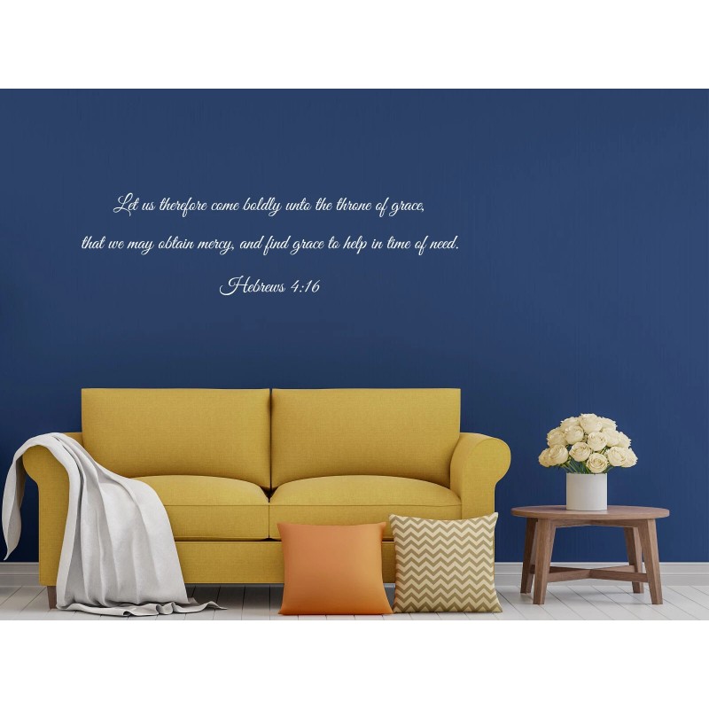 Inspirational Wall Signs Hebrews 4:16 Christian Wall Scripture Decal