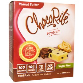 HealthSmart Foods Inc ChocoRite Protein Peanut Butter Sugar Free 5 Bars 32 g Each