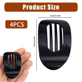 tiyiyok Haarspangen Damen, Flat Claw Clip Für Damen, Acetat Flache Haarklammern, 4 Stk, Geeignet für Dickes Und Dünner Werdendes Haar, Bequem Gebogene Flache Clips