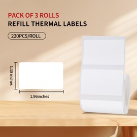 White Thermal Label Sticker for L7/L9/P50/M120/M110/M200/M220/221B Label Maker, 3 Rolls 2”x1.18”(50x30mm) Business Shipping Address Logo Jar Barcode Thermal Sticker Paper Waterproof Oilproof