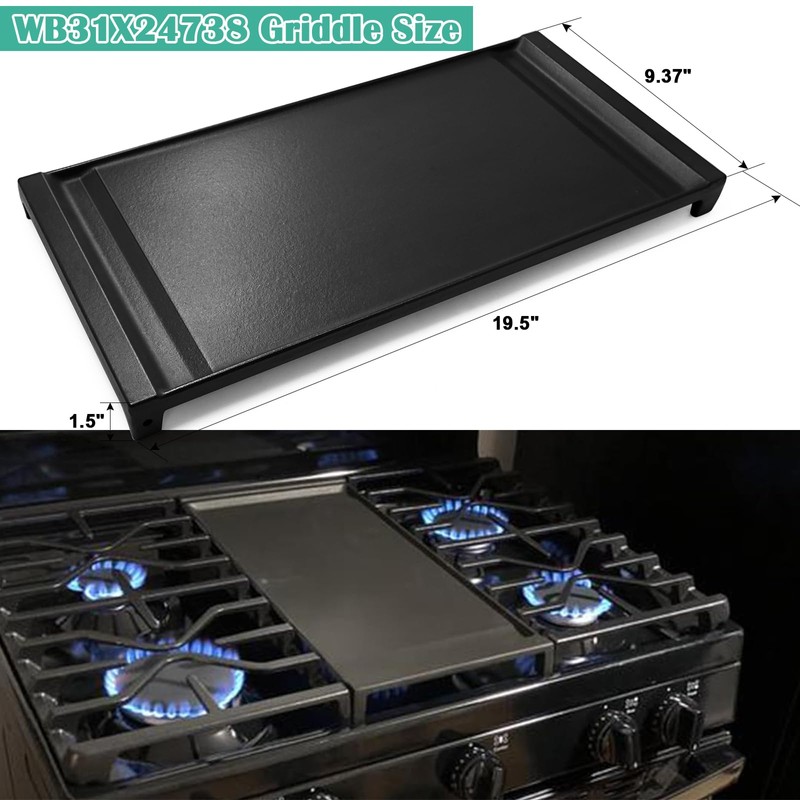 Hiorucet WB31X24738 Cast Iron Griddle Replacement for GE Appliance Gas