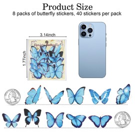 MOSA BEAR 240Pcs Butterfly Stickers, Transparent Colorful Butterfly Stickers, PET Vintage Scrapbook Stickers for Bullet Journal, Planner, Stationery, Scrapbook Crafts