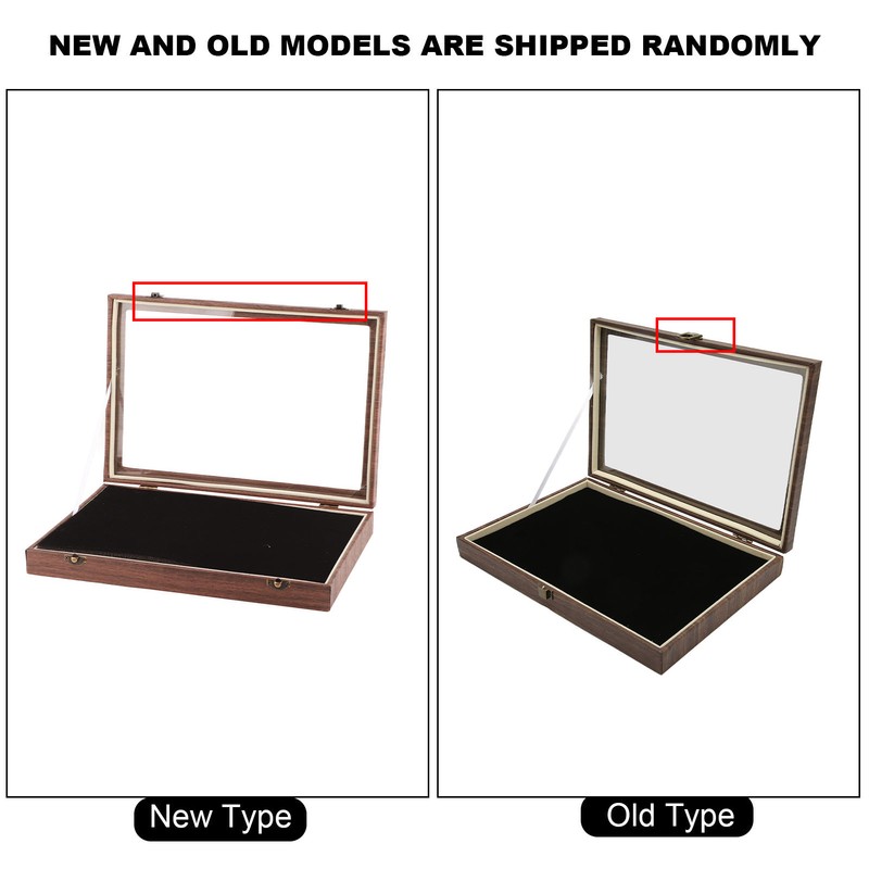 Pin Display Case Large Black PU Leather Dustproof Glass Widely