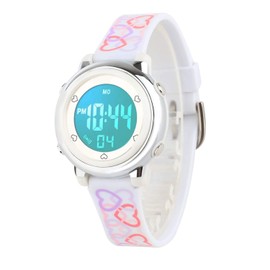 7-Color Kids Boys Digital Watches, Waterproof Outdoor Sports Digital Watches Analogue Watch with Alarm Clock/Timer/LED Light, Electronic Shockproof Wrist Watch for Teenagers Children's Watches White