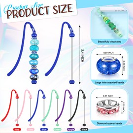 Kolldenn 156 Pcs Beadable Bookmarks DIY Metal Bar Bookmarks Bead Bookmarks Gifts Set 6 Beads Bookmark 150 Rhinestone Loose Bead for Student Teacher Birthday Supplies(Multicolored,Classic)