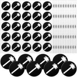 Noveread 200 Decals Sledgehammer Helmet Award Stickers 1'' Vinyl Baseball Hockey Softball Lacrosse Football Helmet Stickers Self Adhesive Football Helmet Decals(White on Black)