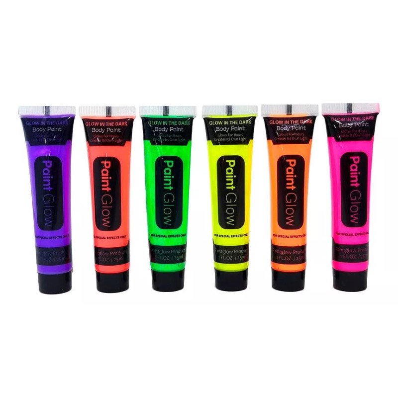 Lecute 6 Pinturas Maquillaje Neon Brilla Luz Negra Uv Glow