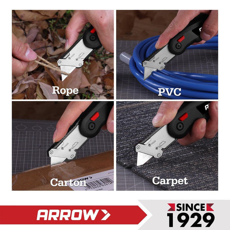 ARROW Utility Knife with Blade Storage Design, Quick Change Box
