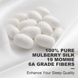 Pillowcase 100% Pure Mulberry Silk + 100% Lyocell Tence,Top-Grade 6A Mulberry Silk Fibers 19 Momme Silk Pillow Case, Soft & Smooth White Silk Pillow Case for Skin & Hair Health(Queen Size-1 Piece)