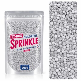 TT-BOX Sprinkles Confeti Comestible, Multicolor Pastel, 200 g, Decoración para Repostería, Pasteles y Cupcakes (Plata)