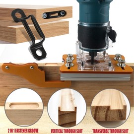 Trimming Machine Slotted Bracket,Wood Router Base, 2 in 1 Compact Wood Palm Router Base Router Slotting Bracket Wood Router Base for Carbinet Closet Furniture Woodworking