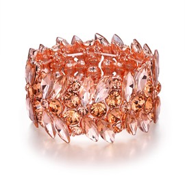 EVER FAITH Women's Stretch Bracelet Marquise Crystal Art Deco Bracelet for Wedding Party Clear Silver Tone, Crystal