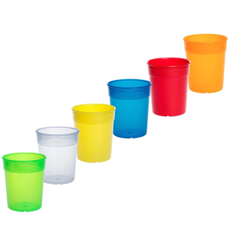 AIOS Flexi Shatterproof Multi-Coloured Stackable PlasticTumblers (Set of 6). Capacity