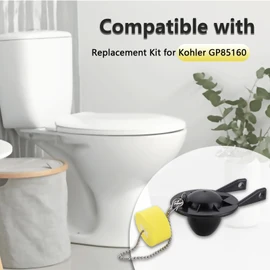 Toilet Flapper Replacement, 2 Inch Universal Toilet Flapper Fit for Kohler GP85160, Fit 1.6 GPF Toilet with Stainless Chain and Float, Black, 1 Pack