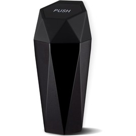 Car Trash Can with Lid, Small Automatic Portable Cup Holder Trash Can, Diamond Design Easy to Clean, Leakproof Used in Car Home Office (Black)