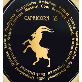 Gold Plated Silver Capricorn Necklace Zodiac Pendant Star Sign Birthdays 22nd December to 19th January Jewelry Inscribed in 24k Gold on Black Onyx Gemstone, 18" Rolo Chain