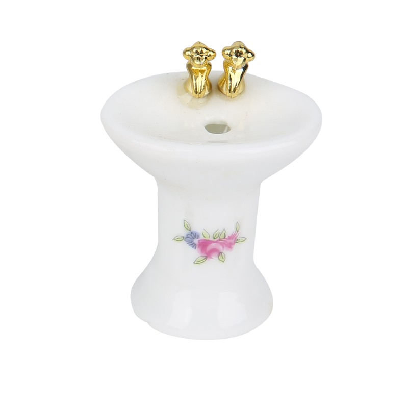 1/24 Dollhouse Miniature Bathroom Set Simulation Ceramic Bathtub Toilet Sink