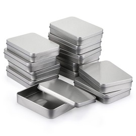 BTSKY Set of 12 Rectangular Empty Tins Box Containers with Lids - Mini Metal Storage Tin Cans Home Organizer Holders for Candy, Teas, Jewelry, Gift, Treats, Gifts, Favors and Crafts