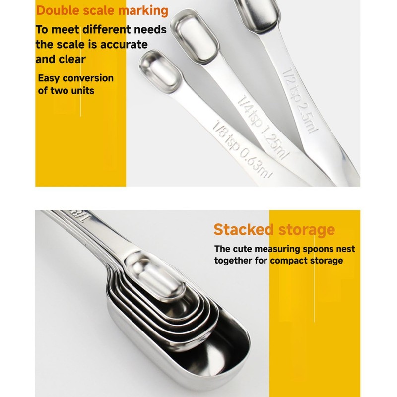 18/8 Heavy Duty Stainless Steel Metal Measuring Spoons Set for