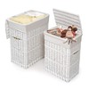 Wicker Two Hamper Set with Liners - White/White