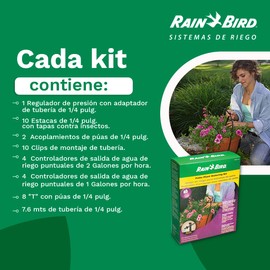 Rain Bird PATIOKIT Sistema De Riego Por Goteo, Equipo Ideal P/Todo Tipo De Plantas Y Macetas, Práctico Y Fácil De Usar, Contiene Un Sistema De Goteo De 40 Pzas Para Regar Hasta 8 Macetas