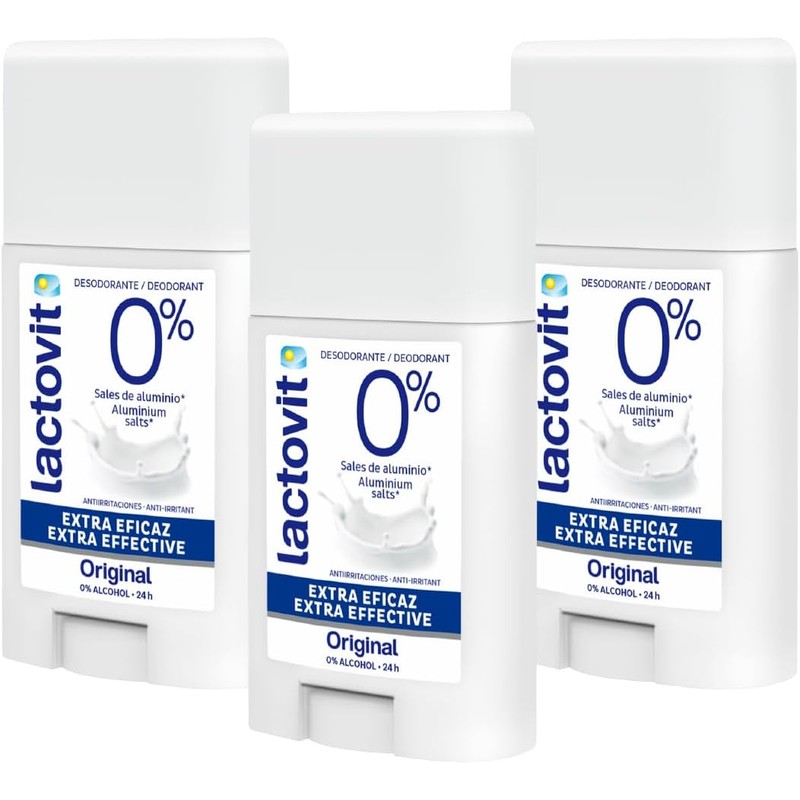 Desodorante barra Lactovit Original 3x60 ml – 24 h de
