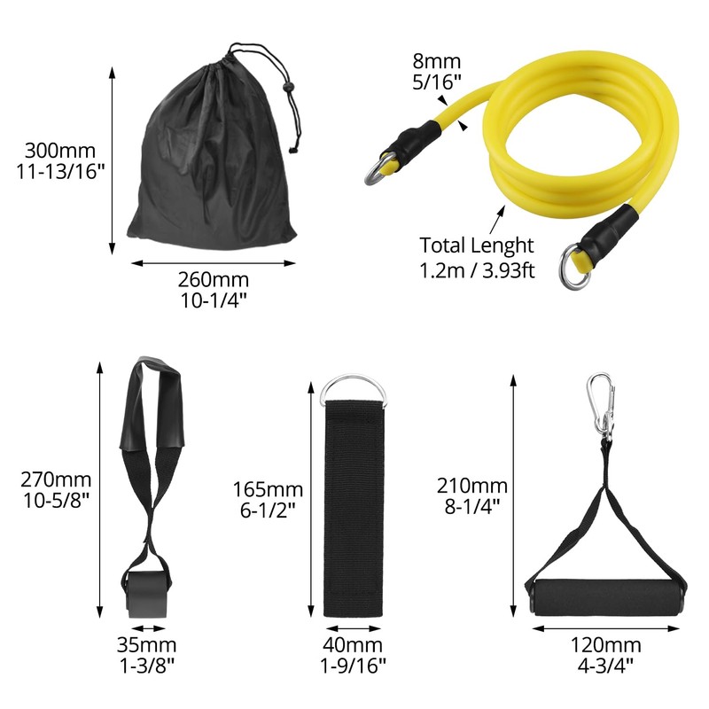 QWORK® 5Pcs Resistance Bands Set, 150LB/68kg Strength, with 2 Foam