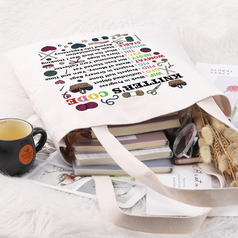 PYOUL Knitting Gift Knitter’s Code Tote Bag Knit Handbag Knitter
