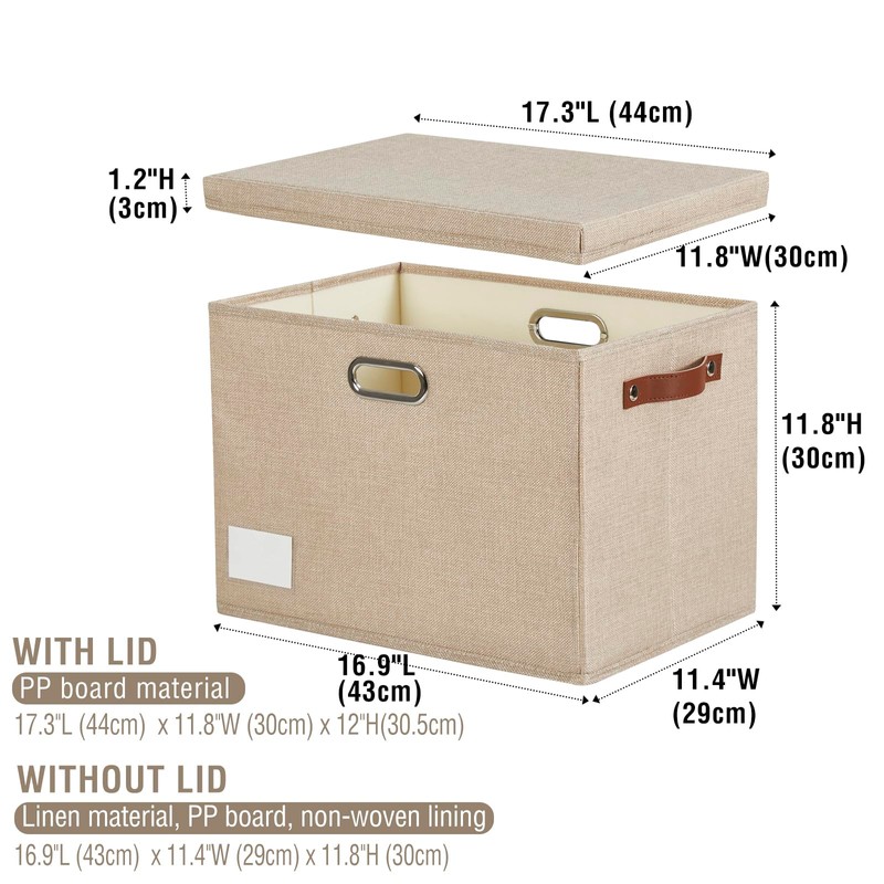 Roobyl 17" Large Collapsible Storage Bins with Lids, Stackable Closet
