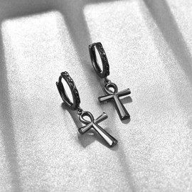 Celtic Hoop Earrings 925 Sterling Silver Black Earrings Sleeper Earrings Birthday Gifts for Men Women, Sterling Silver, oxidation