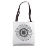 Abstract Black And White Boho Sunflower Minimalist Line Art Tote