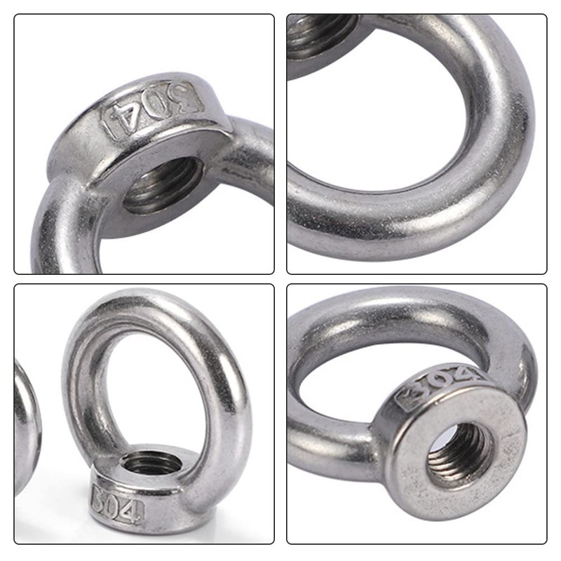 Ring Nut M4 Pack of 12 Ring Eyelets Stainless Steel