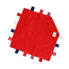 Soft Touch Baby Boys Girls Comforter Taggie Baby Comfort Blanket with Sensory Tags and Bubble BC15 (Red)
