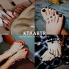 KTAABTR Blue Press on Toenails White Flowers Fake Toe Nails