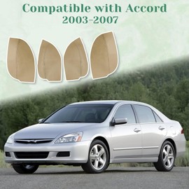 VKGUG 4PCS Door Panel Armrest Cover Replacement Compatible with Honda Accord 2003-2007 Front and Back Leather Arm Rest Replaced Skin Upholstery Beige (Only Leather Part)