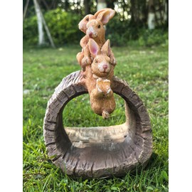 Ahbuohe Decorative Gutter Downspout Extensions Statue,3" x 4" Downspout Extension Sculpture,Rabbit Decorative Rain Gutter Downspout Extension Figurine Decor Sculpture for Lawn Yard