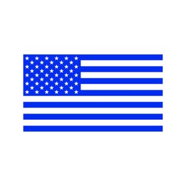 American US Flag [Pick Color/Size] Vinyl Decal Sticker for Laptop/Car/Truck/Window/Bumper (5in x 2.8in, Matte Blue)