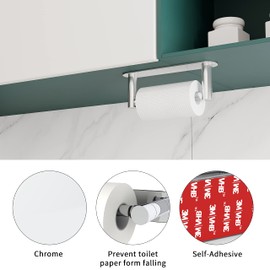 WZRUA Adhesive Toilet Paper Holder Chrome Bathroom Double Post Pivoting Toilet Tissue Holder Polished Roll Holder Stick On No Drilling Stainless Steel and Zinc Alloy