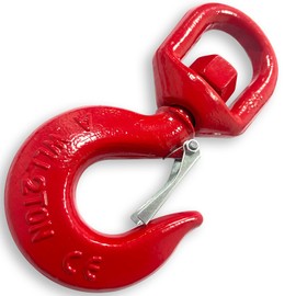 High-PQ 1PCS G80 Red Swivel Hook with Safety Latch, 2 Ton Lifting Eye Hook