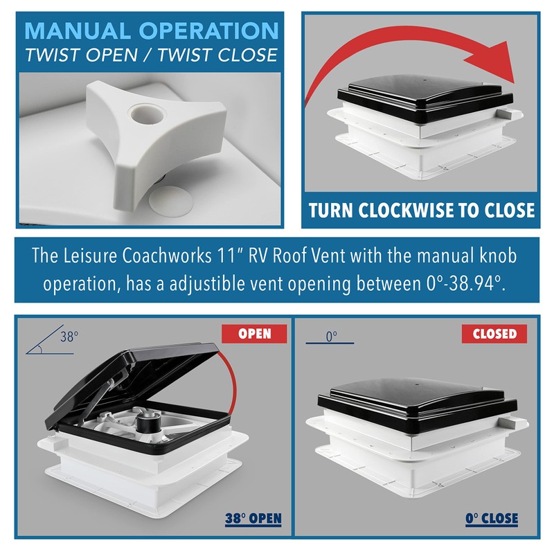 Leisure Coachworks 11" x 11" RV Roof Vent Fan With