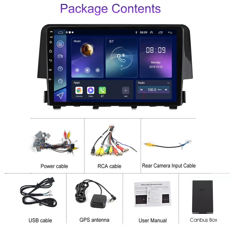 FOR HONDA CIVIC 2016-2021 ANDROID 13 CAR STEREO RADIO GPS