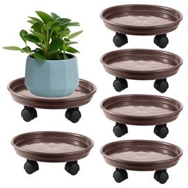 5 Packs Plant Caddy with Wheels 11.8" Plastic Rolling Plant Stands Heavy-duty Plant Dolly with Casters Indoor Outdoor Wheeled Plant Roller Base Large Planter Saucers Plant Mover