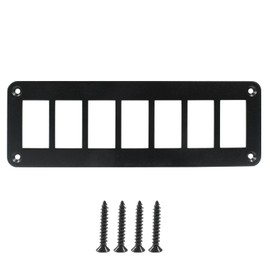 PHITUODA 7 Gang Rocker Switch Panel Housing Holder, Rocker Toggle Switch Aluminum Housing Bracket with Screw, Black Waterproof Anodized Aluminium Panel for Car Boat Trailer RV SUV ATV UTV