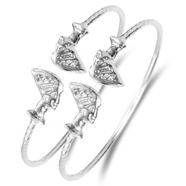 Better Jewelry Queen Nefertiti Thin West Indian Bangles .925 Sterling Silver, 1 pair (Silver, 7.5)