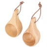 2Pcs Camping Mug Drinking Tea Cup Rubber Wood Mini Portable