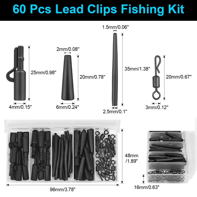 Realure 60 Pcs Lead Clips Carp Fishing Accessories Safety Lead