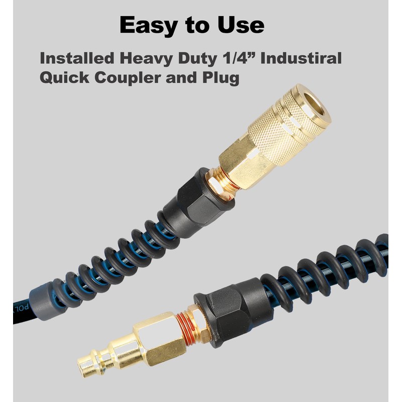 Keepro Polyurethane Recoil Air Hose, 1/4 Inch ID By 50